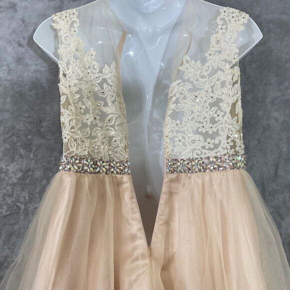 DANCING QUEEN Sequined Rhinestones short cocktail party Prom Dress XXL Ivory - Picture 4 of 10